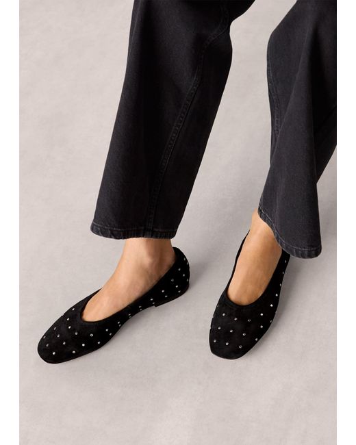 Whistles White Karina Suede Stud Ballet Pump