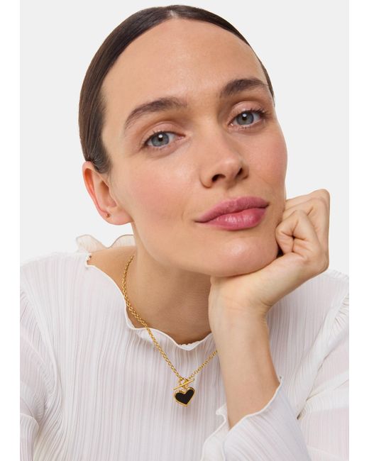 Whistles Multicolor Enamel Heart T Bar Necklace