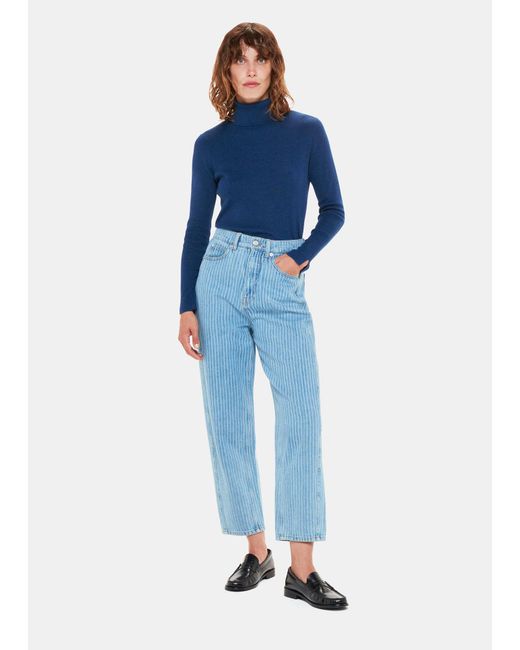 Whistles Blue Maja Knitted Polo Neck Knit