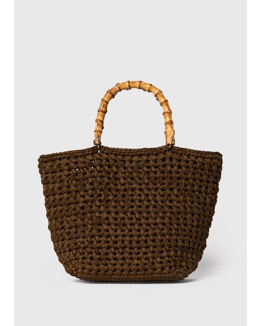 Whistles Brown Bamboo Handle Crochet Bag
