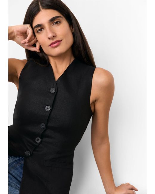 Whistles Black Molly Linen Waistcoat