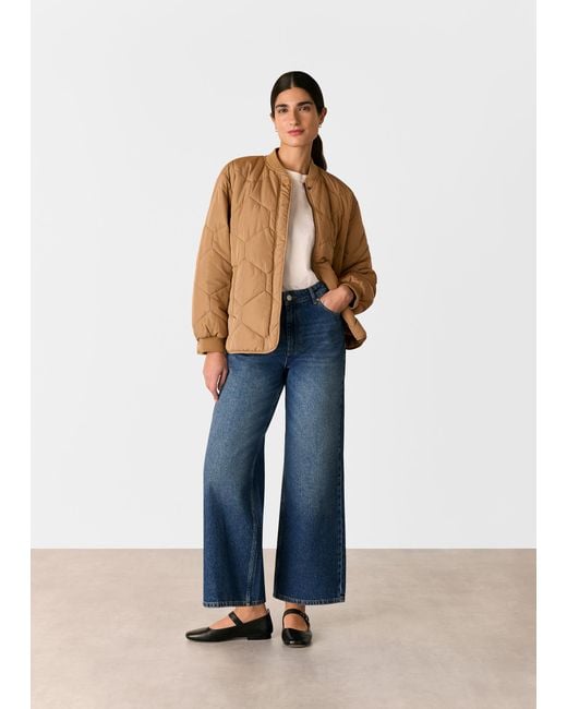 Whistles Blue Ida Short Quilted Coat