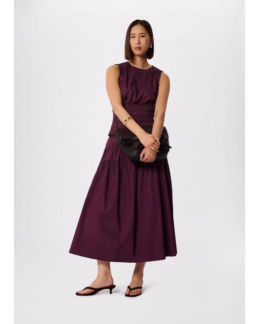 Whistles Purple Tier Hem Cotton Skirt