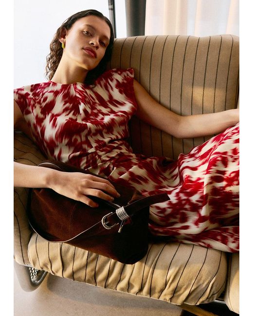 Whistles White Blurred Floral Crepe Dress