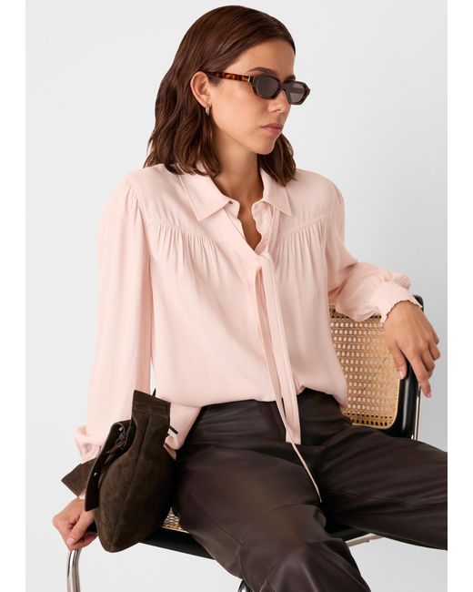 Whistles Pink Tie Detail Crepe Blouse