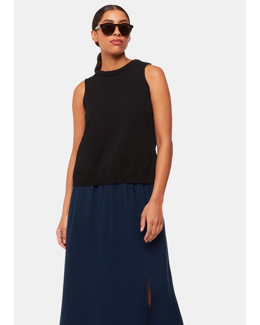Whistles Blue Eva Elasticated Waist Skirt