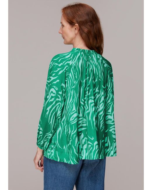 Whistles Green Tiger Print Blouse
