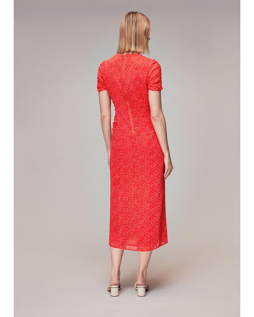 Whistles Red Diagonal Fleck Dobby Dress