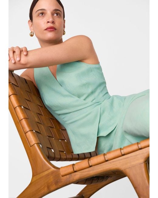 Whistles Green Wrap Front Tie Waistcoat