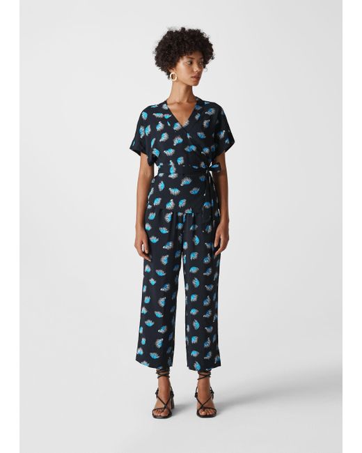 Whistles Blue Coral Print Trouser