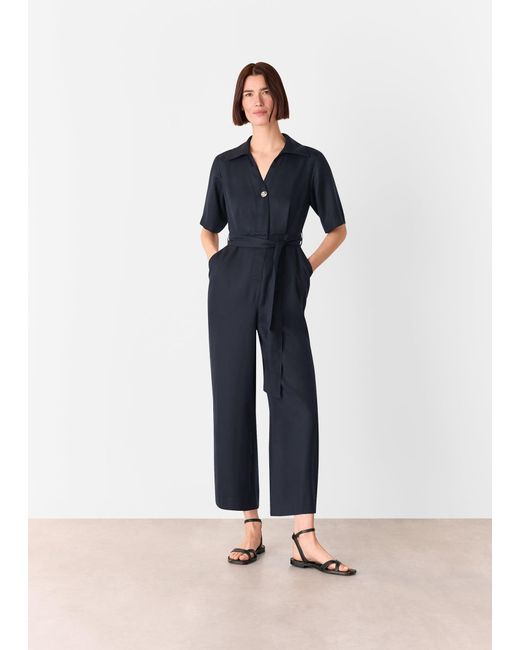 Whistles Blue Button Front Jumpsuit