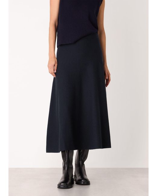 Whistles Blue Knitted Midi Skirt