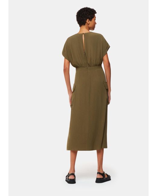 Whistles Green Pocket Detail Midi Dress