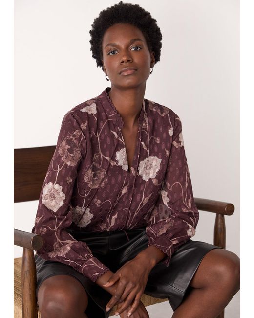 Whistles Red Floral Dobby Blouse