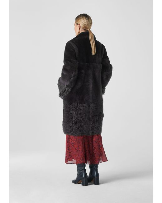 Whistles Black Cosma Shearling Coat