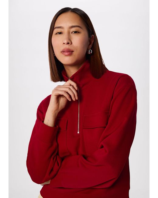 Whistles Red Funnel Quarter Zip Sweat
