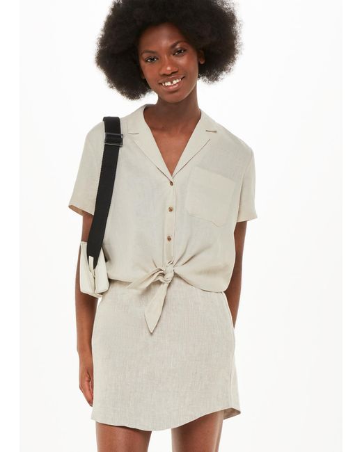 Whistles Natural Tie Front Linen Blouse