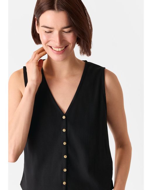 Whistles Black Button Rib Tank