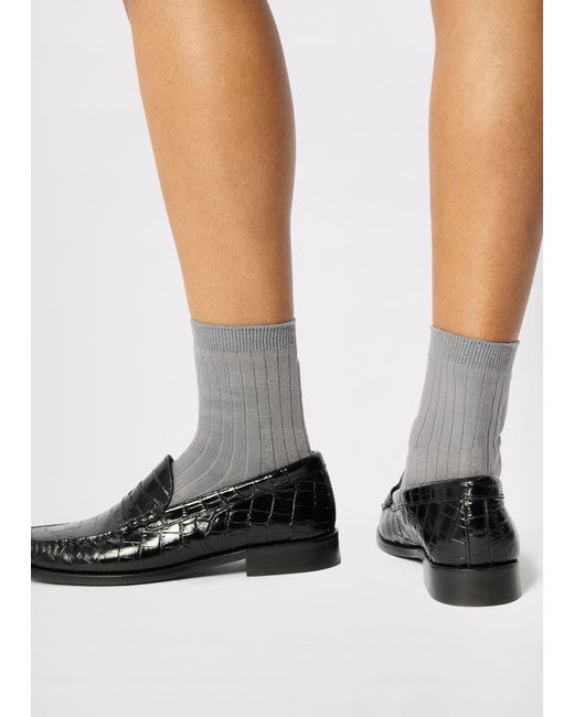 Whistles Gray Classic Ribbed Socks