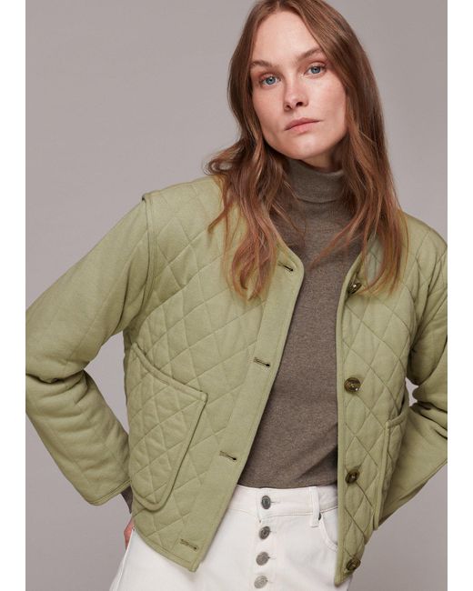 Whistles Green Cynthia Quilted Jacket