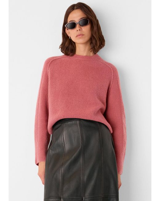 Whistles Red Aria Wool Mix Crew Knit