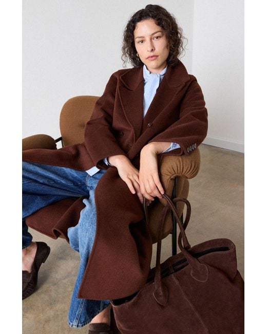Whistles Brown Relaxed Double Faced Coat