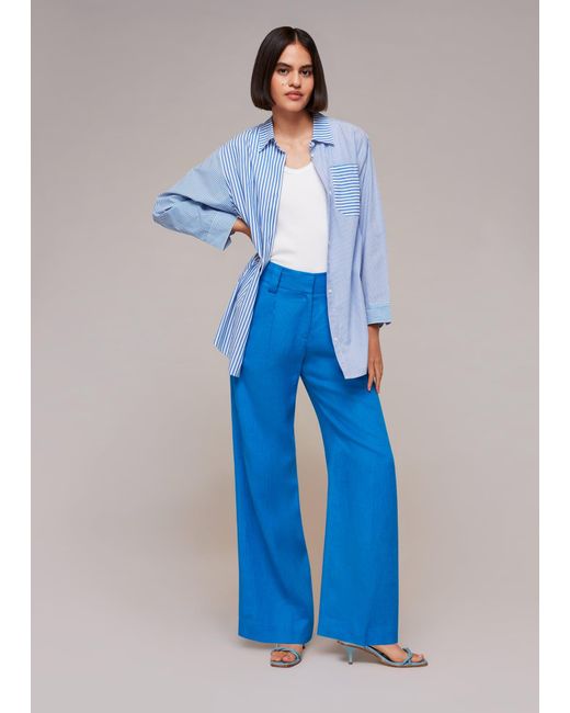 Whistles Blue Leonie Linen Trouser