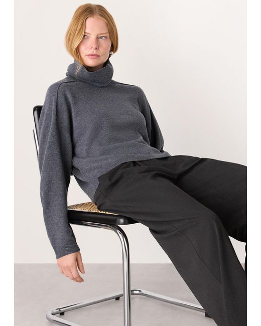 Whistles Gray Wool Cowl Neck Knit Jumper