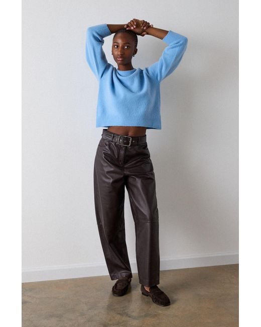 Whistles Blue Wool Mix Curved Hem Knit