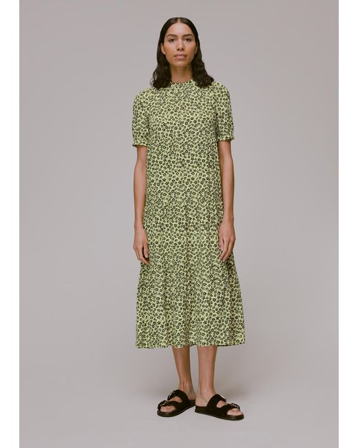 Whistles Green Buttercup Floral Trapeze Dress