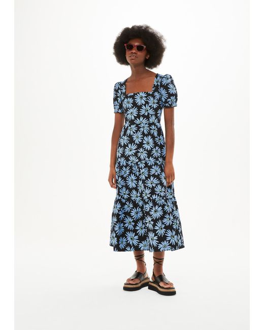 Whistles Blue Daisy Print Poplin Dress