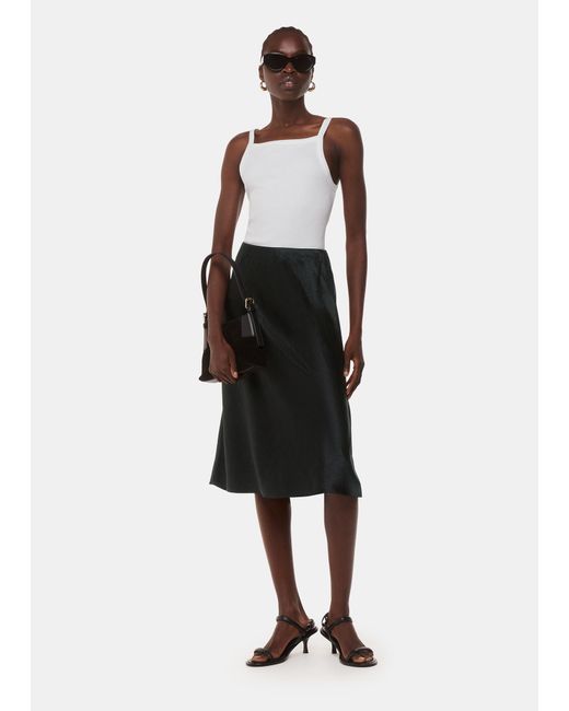Whistles Satin Knee Length Skirt in White Lyst UK