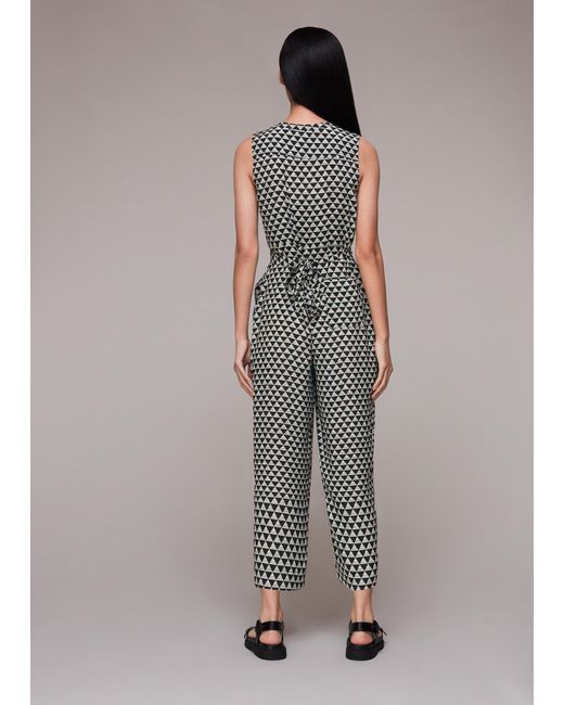 Whistles Gray Triangle Checkerboard Jumpsuit