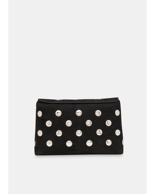 Whistles Black Fia Studded Foldtop Clutch Bag