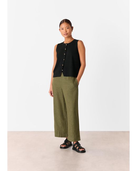 Whistles Green Petite Linen Pocket Trouser