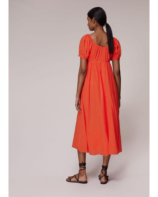 Whistles Red Tie Detail Elouise Midi Dress