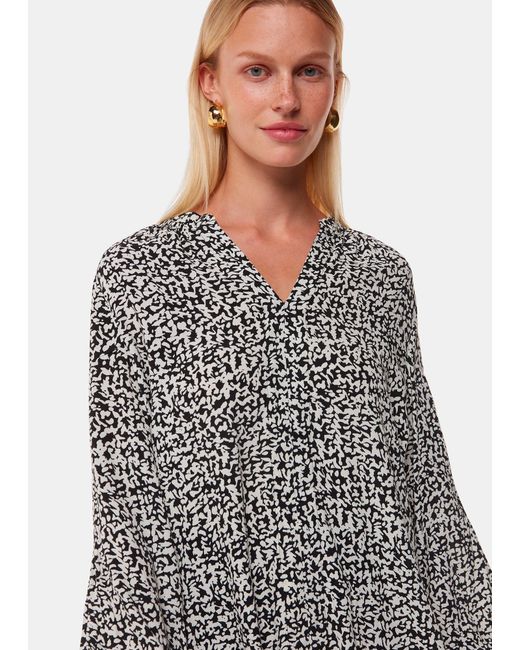 Whistles Gray Scribble Print Blouse
