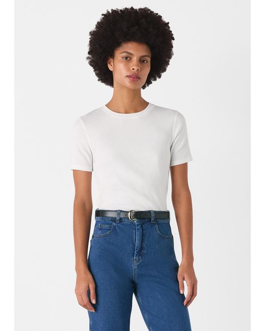 Whistles White Ultimate Rib Crew Neck T-shirt