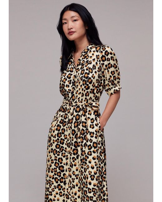 Whistles Multicolor Painted Leopard Shirt Dress