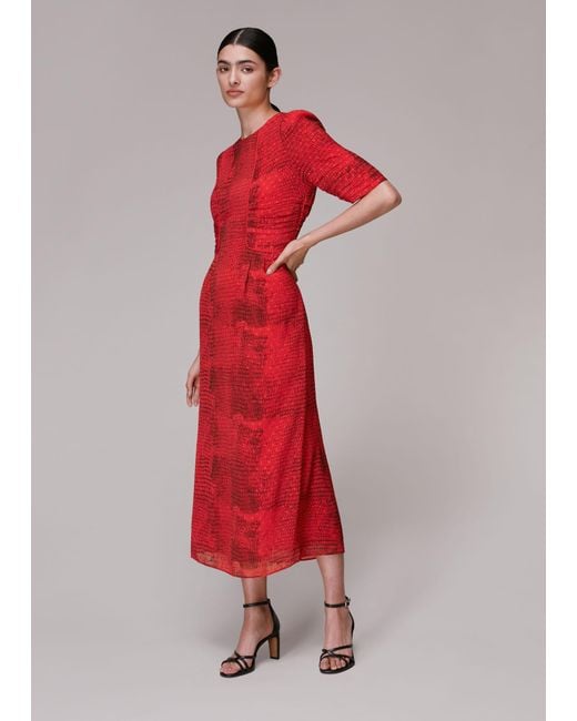 Whistles Red Snake Animal Dobby Dress