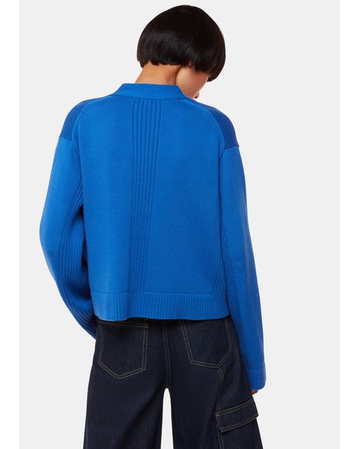 Whistles Blue Nina Button Front Cardigan