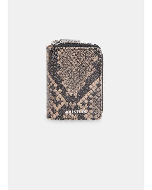 Whistles White Snake Print Leather Compact Purse