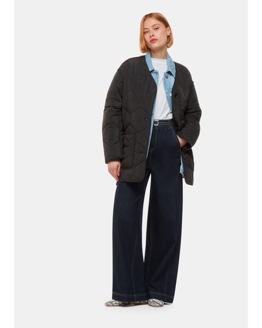 Whistles Blue Rita Short Quilted Coat