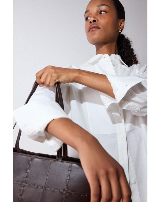 Whistles White Bib Detail Cotton Poplin Shirt