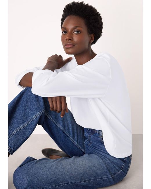 Whistles Blue Relaxed Long Sleeve Tee