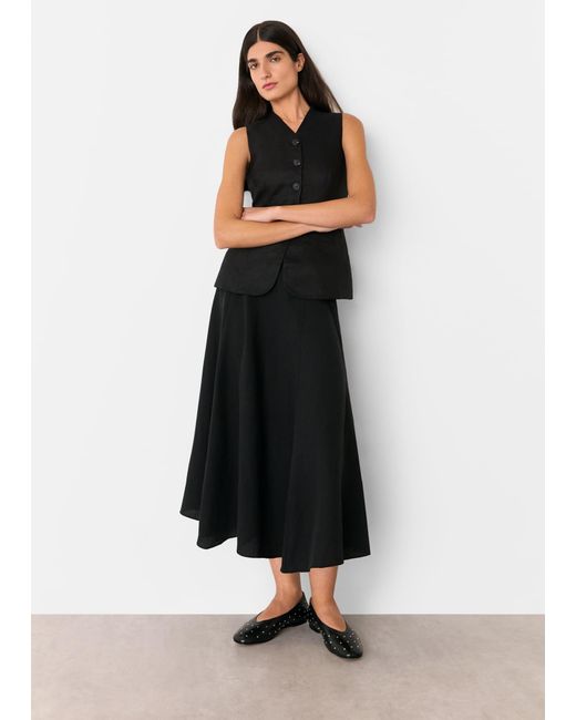 Whistles Black Molly Linen Waistcoat