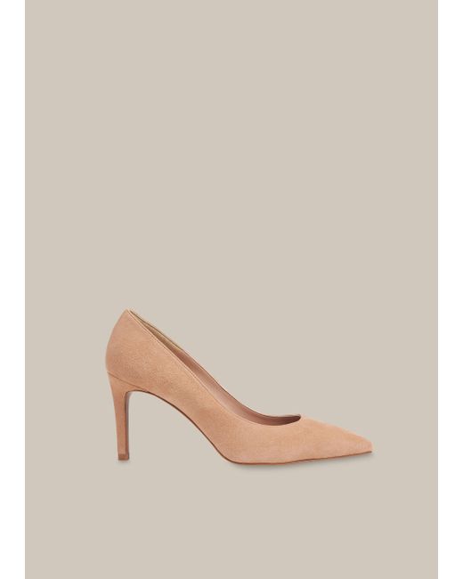 Whistles Natural Cari Mid Suede Point Pump