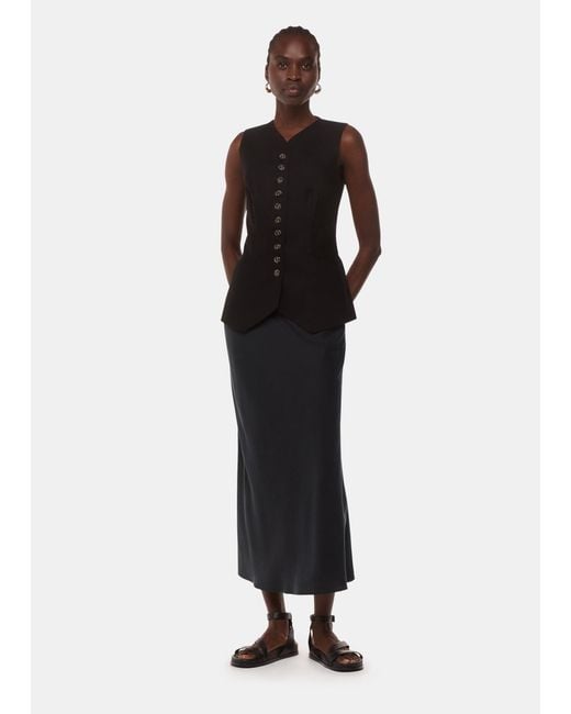 Whistles Black Louise Bias Cut Skirt