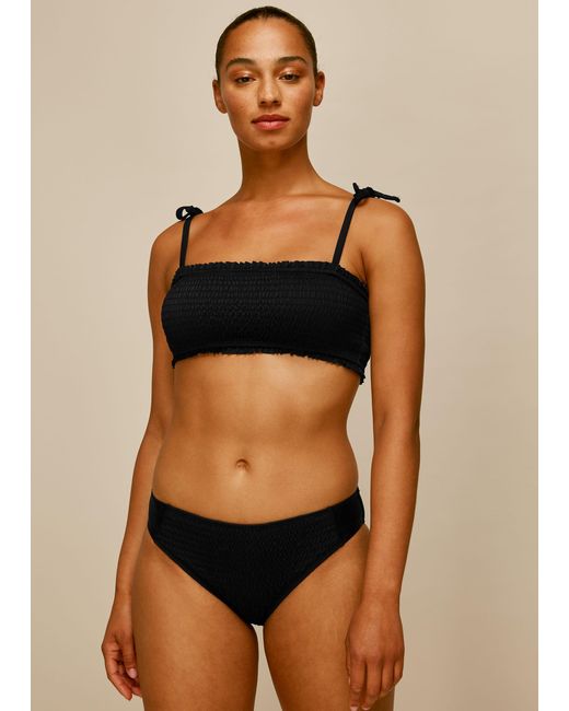 Whistles Black Shirred Panelled Bikini Bottom