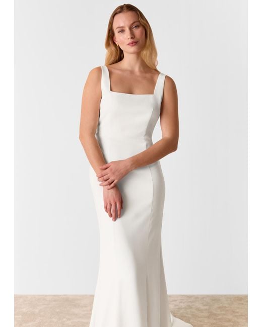 Whistles White Mia Square Neck Wedding Dress